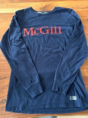 Russell Athletic Navy Long-Sleeve McGill Logo Tee men’s size small